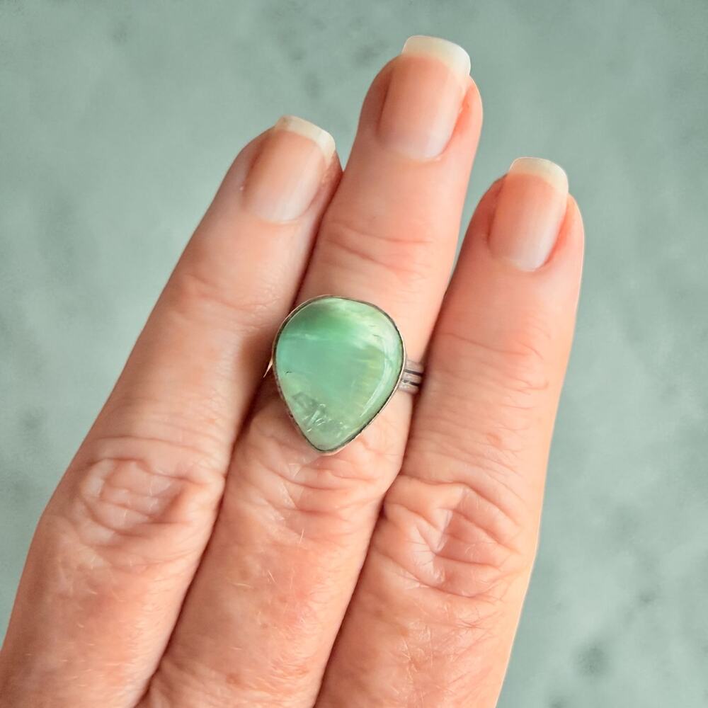 Hememorphite Larimar 925 Silver Plated Ring Size 7